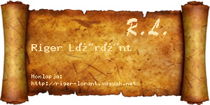 Riger Lóránt névjegykártya